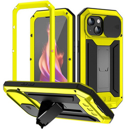 Pouzdro pro iPhone 15, R-JUST CamShield Slide, pancéřované, žluté / černé