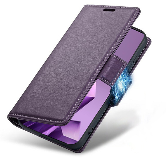 Pouzdro pro Infinix Note 50 Pro+, ERBORD Glossy Litchi, flipová peněženka, fialové
