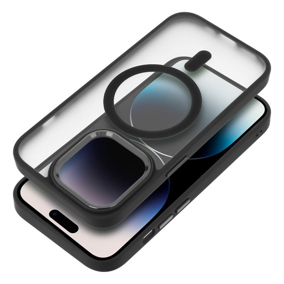 Pouzdro pro iPhone 16 Pro, pro MagSafe, ERBORD Matt Case, transparentní / černé + sklo na displej