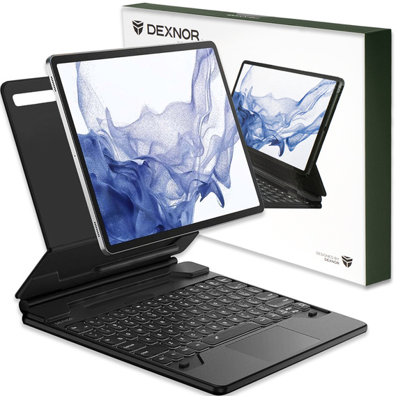 Pouzdro s klávesnicí pro Samsung Galaxy Tab S10+/S9 FE+ Plus/S9+/ S8+/ S7+/ S7 FE, Dexnor Magnetic Keyboard Touchpad, černé