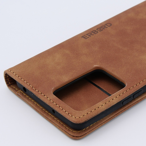 Pouzdro pro Xiaomi 13 lite, ERBORD Vintage peněženka s klopou, hnědé