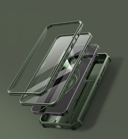 Pancéřové pouzdro pro Samsung Galaxy S25+ Plus, Dexnor Full Body (Two Frames), zelené