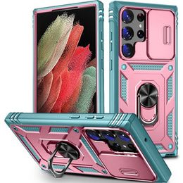 Pouzdro pro Samsung Galaxy S23 Ultra, CamShield Slide, růžové/ zelený