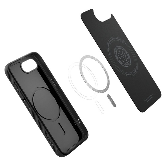 Pouzdro Spigen pro iPhone 16E, Liquid Air, černé + 9H tvrzené sklo