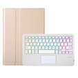 Pouzdro s podsvícenou bluetooth touchpad klávesnicí pro iPad 10.9" 2022 (10 gen.), zlaté