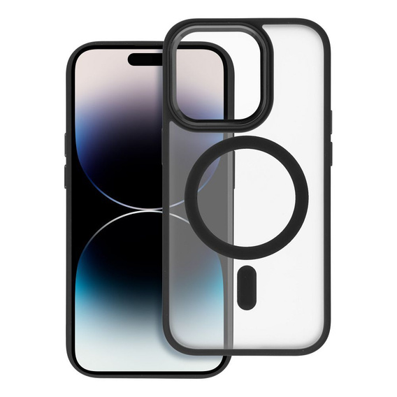 Pouzdro pro iPhone 16 Pro, pro MagSafe, ERBORD Matt Case, transparentní / černé + sklo na displej