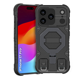 Pouzdro pro iPhone 17 Pro, pro MagSafe, pancéřované se stojánkem, černé