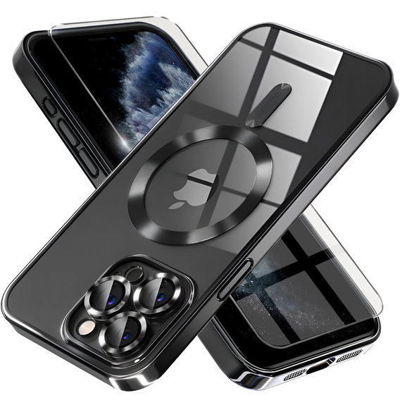 Pouzdro pro iPhone 11 Pro Max, Electro MagSafe, černé + sklo na displej
