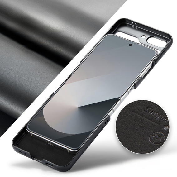 Pouzdro pro Samsung Galaxy Z Flip7 FE / Z Flip6, CASEME Litchi Leather, černé