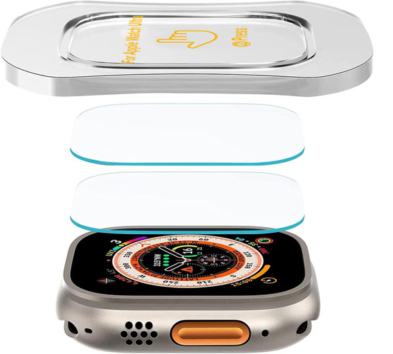 2x Tvrzené sklo s montážním rámečkem ERBORD pro Apple Watch Ultra 1/2/3 49 mm
