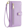 Klopové pouzdro pro Xiaomi Poco F6 Pro, Wallet Zipper Pocket, fialové