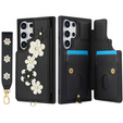Pouzdro pro Samsung Galaxy S25 Ultra, Leather Flower Card Slot, černé