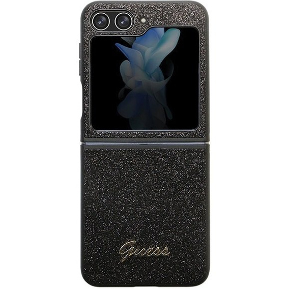 Pouzdro GUESS pro Galaxy Z Flip 5 5G, Glitter Script Hardcase, černé