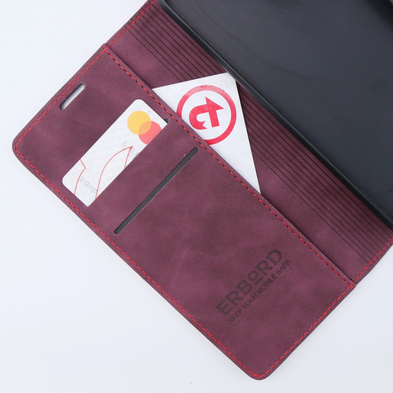 Pouzdro pro Motorola Moto G53, ERBORD Vintage peněženka s klopou, červené