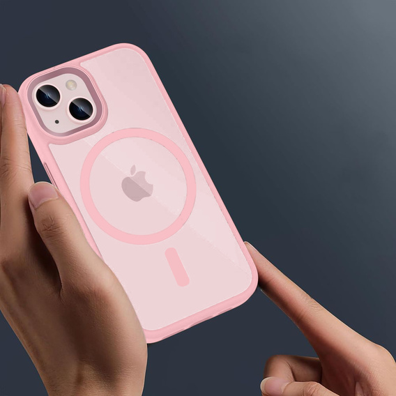 Pouzdro pro iPhone 13, pro MagSafe, ERBORD Matt Case, růžový + sklo na displej