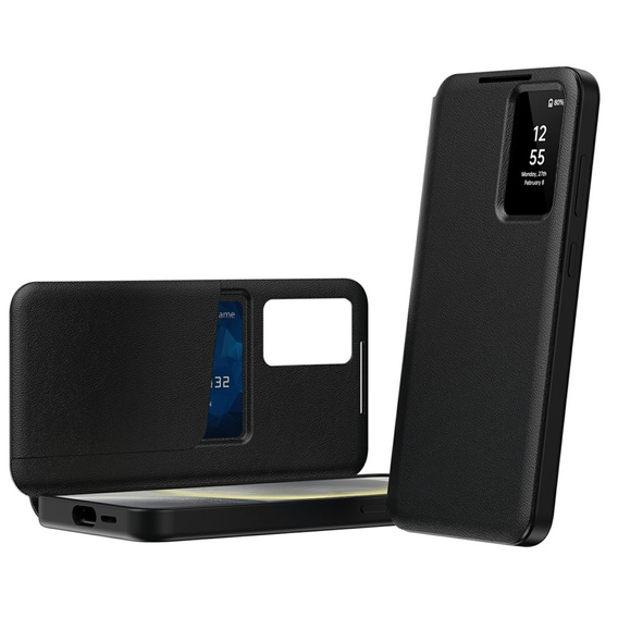 Flipové pouzdro pro Samsung Galaxy S25 Edge, Smart View Wallet, černé