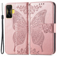 Klopové pouzdro pro Xiaomi Poco F4 GT, Butterfly, růžové rose gold