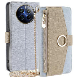 Flipové pouzdro Wallet Zipper Pocket pro Realme 12 Pro 5G / 12 Pro+ 5G, Wallet Zipper Pocket, se zrcátkem, modré