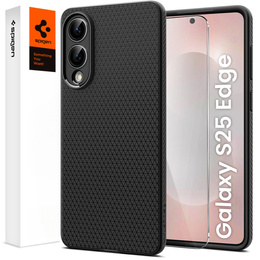 Pouzdro Spigen pro Samsung Galaxy S25 Edge, Liquid Air, černé + 9H tvrzené sklo