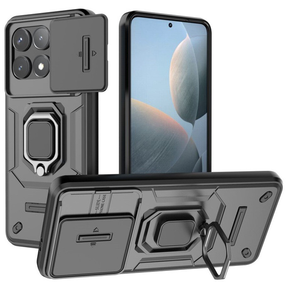 Pouzdro pro Xiaomi Poco F6 Pro, KickStand Camera Lens, černé