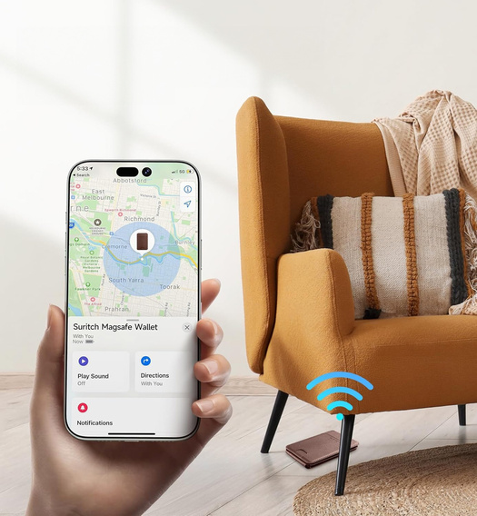 Magnetická peněženka s lokalizací, NFC a kolébkou pro iPhone 16 Pro