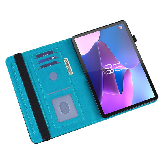 Pouzdro s klopou pro Lenovo Tab M9, flower, modré