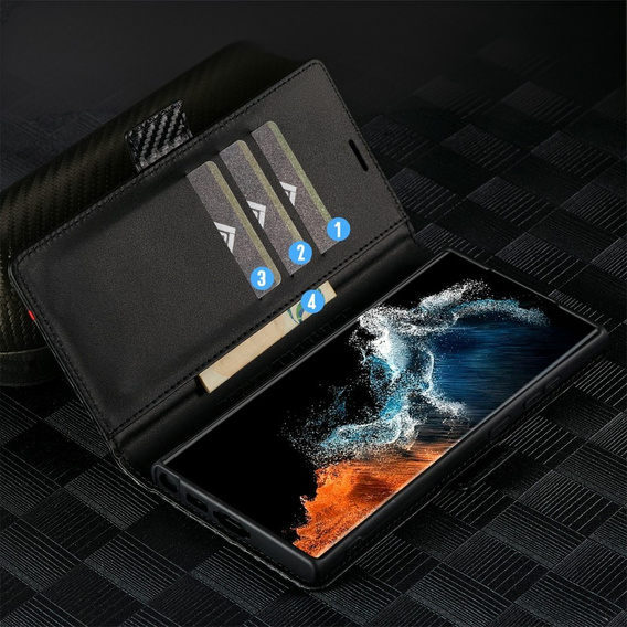 Flipové pouzdro pro Samsung Galaxy S25 Ultra, Carbon LC.IMEEKE, černé