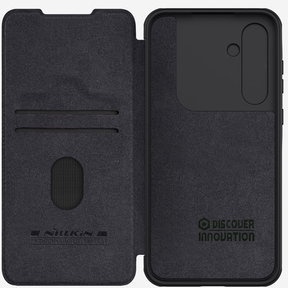 Flipové pouzdro NILLKIN pro Samsung Galaxy A55, CamShield Qin Pro, kůže, černé