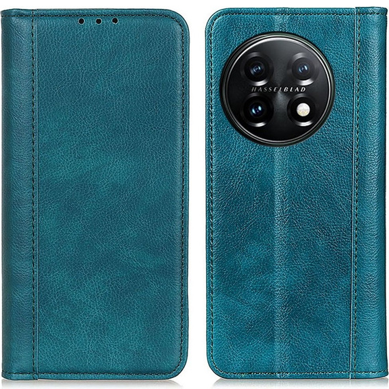 Flipové pouzdro pro OnePlus 11 5G, Split Leather, zelené