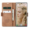 Pouzdro CASEME pro Samsung Galaxy S22 Ultra, Leather Wallet Case, hnědé