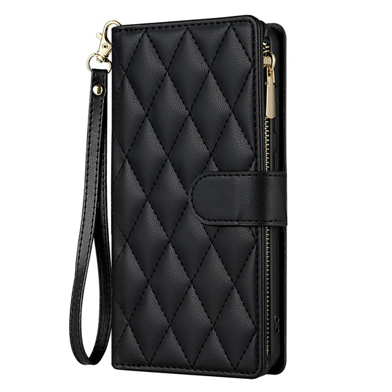 Pouzdro s klopou pro Samsung Galaxy A56 5G, Rhombus Crossbody Leather, černé