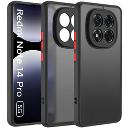 Silikonové pouzdro pro Xiaomi Redmi Note 14 Pro 5G /  Poco X7 5G, s ochranou fotoaparátu, transparentní / černé + 9H tvrzené sklo pro obrazovku