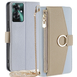 Flipové pouzdro Wallet Zipper Pocket pro Oppo Reno 11F 5G, Wallet Zipper Pocket, se zrcátkem, modré