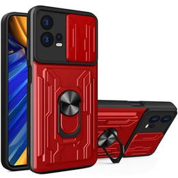 Pancéřové pouzdro pro Motorola Edge 30 Fusion 5G, Camera Slide Card Slot, červené