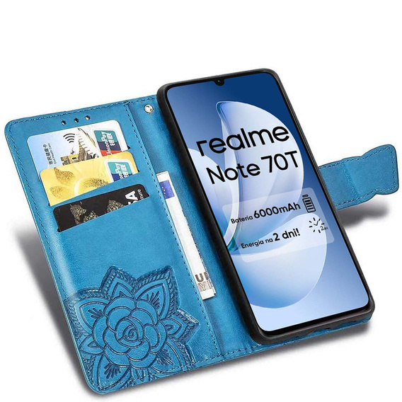 Klopové pouzdro pro Realme Note 70T 4G, Butterfly, modré
