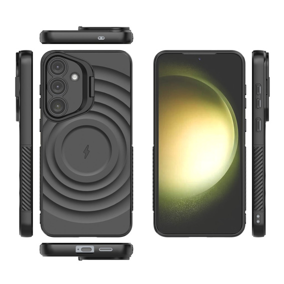 Pouzdro pro Samsung Galaxy S25+ Plus, Ripple Kickstand, pro MagSafe, černé