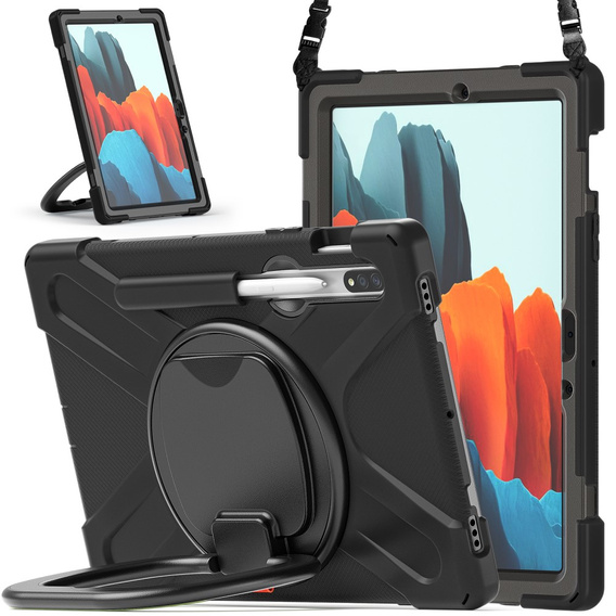 Pouzdro pro Samsung Galaxy Tab S10 Lite / S10 FE / S9 FE / S9 / S8 / Tab S7, pancéřové otočné 360, černé