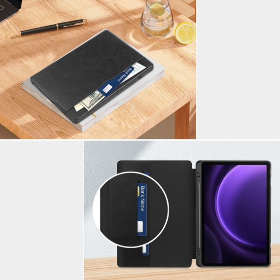 Pouzdro pro Samsung Galaxy Tab S10 Lite / S10 FE / S9 FE, Business Card and Pen Slot, černé