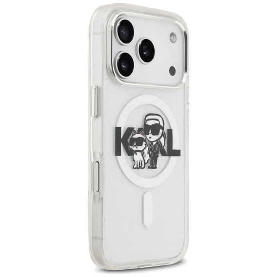 Pouzdro Karl Lagerfeld IML Glitter Karl and Choupette MagSafe pro iPhone 17 Pro