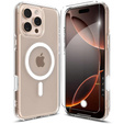 Pouzdro ERBORD MagSafe pro iPhone 16 Pro Max, aktivní tlačítko, průhledné + sklo na displej