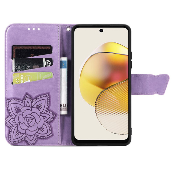 Klopové pouzdro pro Motorola Moto G73 5G, Butterfly, fialové