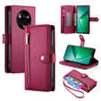 Klopové pouzdro pro Realme 14 Pro 5G, Wallet Zipper Pocket, červené
