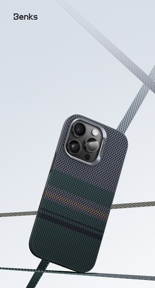 Pouzdro BENKS Kevlar Magnetic Armor Pro Aurora 600D B062 pro MagSafe pro iPhone 15 Pro Max