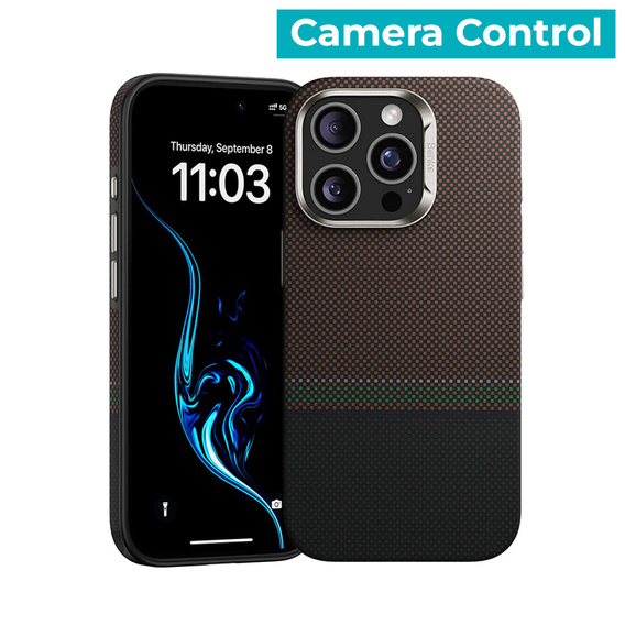 Pouzdro BENKS Kevlar Magnetic Armor Pro Prestige 600D Y066 pro MagSafe s aktivním tlačítkem pro iPhone 16 Pro Max