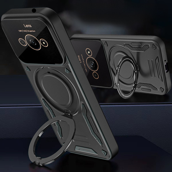 Obrněné pouzdro pro Xiaomi Redmi A3, Magnetic Ring, černé