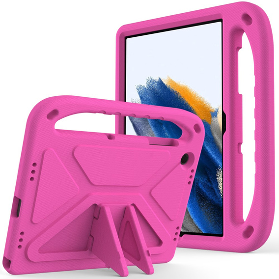 Dětské pouzdro pro Samsung Galaxy Tab A9+, dětské pouzdro s rukojetí, růžové