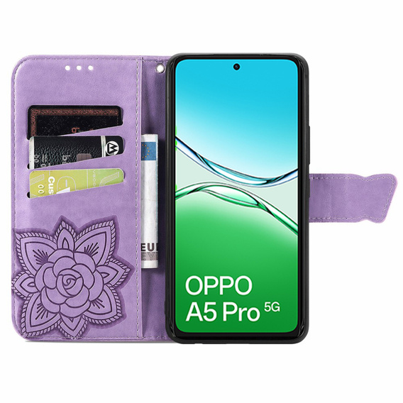 Klopové pouzdro pro Oppo A5 Pro 5G, Butterfly, fialové
