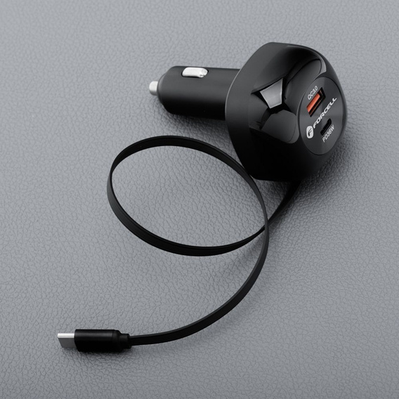 Autonabíječka Forcell F-Energy Alu se svinutým kabelem USB-C 75 W