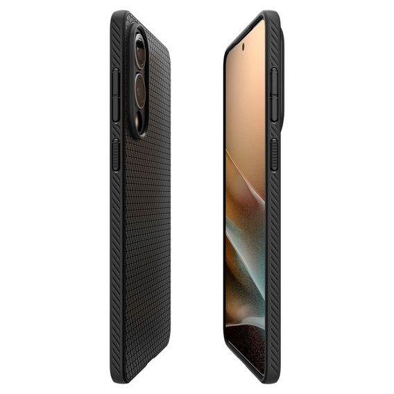 Pouzdro Spigen pro Samsung Galaxy S25 Edge, Liquid Air, černé + 9H tvrzené sklo