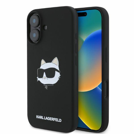 Pouzdro Karl Lagerfeld Silicone Choupette Head Print pro iPhone 16